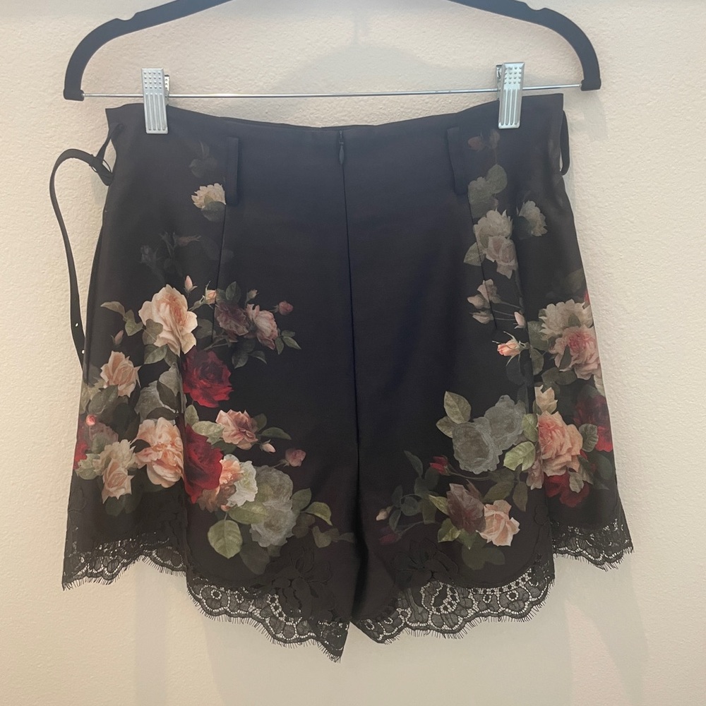 Zimmermann Black Floral High Waist Shorts 2 M silk